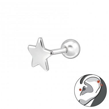 Hviezda piercing - Šperkové Striebro 925 Ear A4S49566