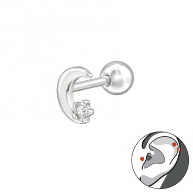Půlměsíc se zirkonem - Šperkovní Stříbro 925 Ear A4S49572
