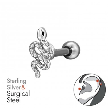 Kígyó Piercing - 316 Sebészeti Acél + 925 Ezüst Taperek, Plugok És Tunnelek A4S49623