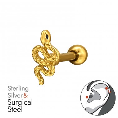 Had pozlacený - Šperkovní Stříbro 925 + Chirurgická Ocel 316 Ear A4S49624