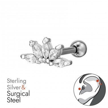 Markiza - Stal chirurgiczna 316 + Srebro próby 925 Ear A4S49627