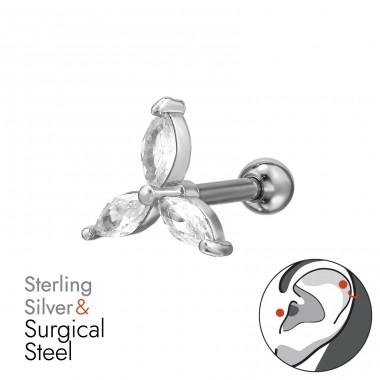 Kwiecista Markiza - Stal Chirurgiczna 316 + Srebro Próby 925 Ear A4S49629
