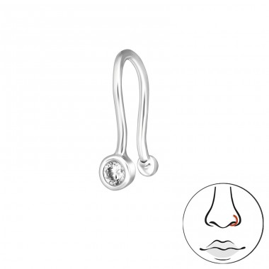 Runder Kristall 2mm - 925Er Silber Nose A4S49391