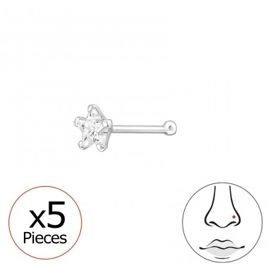 5 ks Hvězda se zirkonem - Šperkovní Stříbro 925 Piercing Do Nosu A4S48032