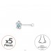 5 pcs Flower with crystals - 925 Sterling Silver Nose Silver Piercing A4S48044