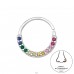 Circle with Crystal stones - 925 Sterling Silver Nose Silver Piercing A4S48374