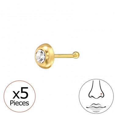  round nose piercing with a crystal 5x, gold plated - 925 Sterling Silver Silver A4S49548
