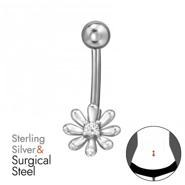 Daisy Květina - Chirurgická Ocel 316 + Šperkovní Stříbro 925 Silver A4S50087