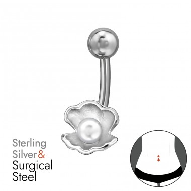 Mušle - Chirurgická Ocel 316 + Šperkovní Stříbro 925 Silver A4S50089