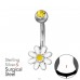 Piercing do pupíku se zirkonem a stříbrným kvítkem - Chirurgická Ocel 316 + Šperkovní Stříbro 925 Silver A4S50315