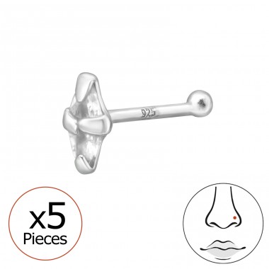 Silver nose piercing with crystals 5x - 925 Sterling Silver Silver A4S50393