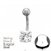5mm Plain Ball 8mm Cz 1.6X10Mm (14G) - 925 Sterling Silver + 316 Surgical Steel Silver A4S50444