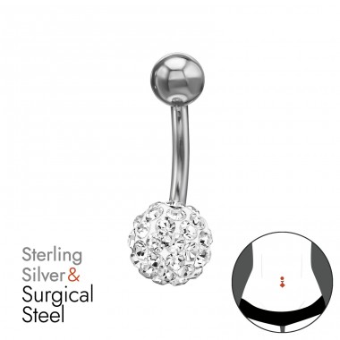 8 mm Ferido with Zircons - 316 Surgical Steel + 925 Sterling Silver Silver A4S50445
