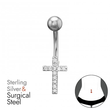 Cruce 1.6X10Mm (14G) Bilă Simplă De 5mm - Argint 925 +  Silver A4S50446
