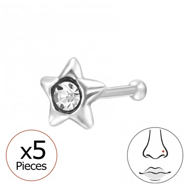 Hvězda se zirkonem 5x - Šperkovní Stříbro 925 Silver A4S50507