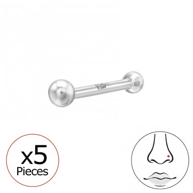 1.5 mm Ball Nose Stud, 5x - 925 Sterling Silver Silver A4S50510