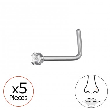 Round nose piercing with crystal 2mm, (20 G)  5pcs - Titanium Titanium Nose Jewelry A4S47760