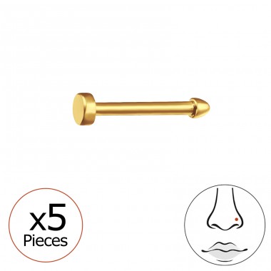 5 pcs Golden round piercing 2 mm (20 G - Titanium Titanium Nose Jewelry A4S47769