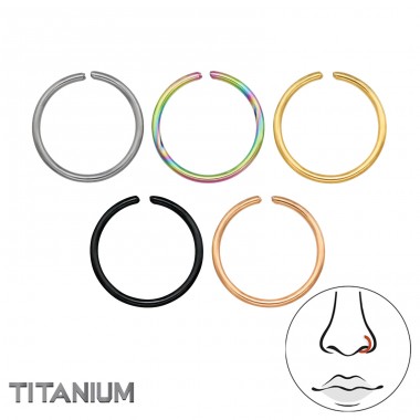 Otevřené kroužky, 0,8mm (20G) Mix barev 5 kusů - Titan Titanium Nose Jewelry A4S47777