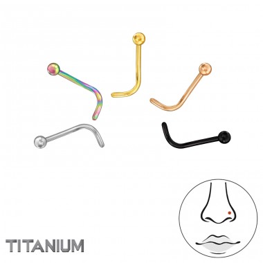 Zahnuté s kuličkou, 1,6mm (20G) Mix barev 5 kusů - Titan Titanium Nose Jewelry A4S47780