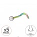 0,8Mm (20G) X5 2mm Duhový piercing do nosu s křišťálem - Titan Titanium Nose Jewelry A4S47909