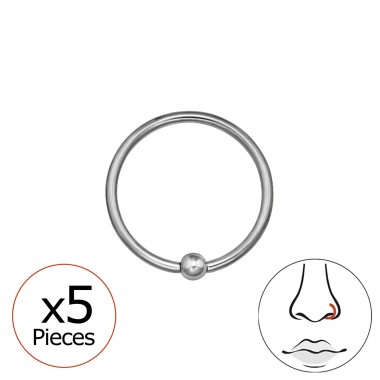 5 pcs Nose rings with ball 0,8 mm 20 G - Titanium Titanium Nose Jewelry A4S48945