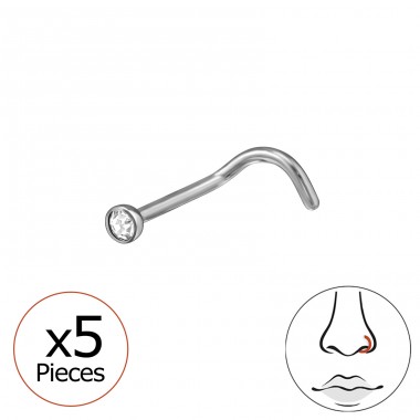 5 x Tytanowe z Kryształem 2 mm (20 G) - Tytan Titanium Nose Jewelry A4S48949