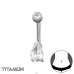 Belly button piercing with zirconia - Titanium Steel A4S50525
