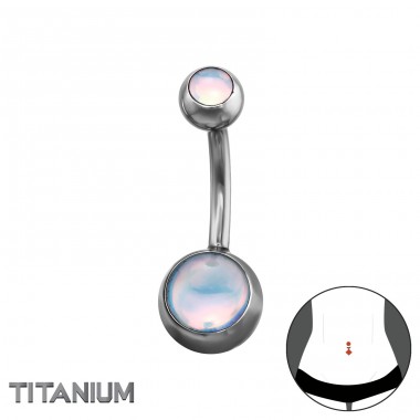 8mm belly button piercing with opal - Titanium Steel A4S50529