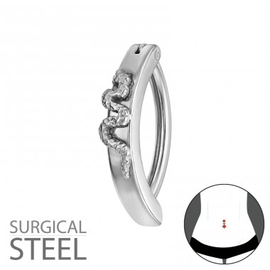 Snake Curved Bar Belly Button Ring  - 316 Surgical Steel Steel A4S50536