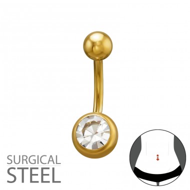 Piercing auriu cu cristale - Oțel Chirurgical 316 Steel A4S50553