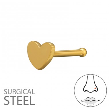 Pozlacený se 3 mm srdíčkem - Chirurgická Ocel 316 Steel A4S50575