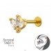 1.2x8mm Three Petal Flower Tragus, Helix, Upper Ear Piercing Gold Plated - 316 Surgical Steel + Brass Steel A4S50592