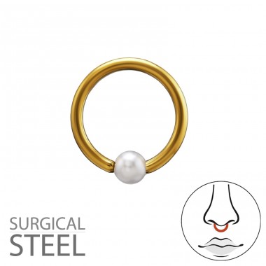3mm Imitation Pearl ,Gold Plated - 316 Surgical Steel Steel A4S50595