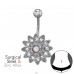 Floral Sunburt with Zirconia,  Curved Barbell Zinc & Stainless - 316 Surgical Steel + Zinc Steel A4S50600