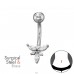 Flower Marquise, with Zirconia, Curved Barbell Stainless & Brass - 316 Surgical Steel + Brass Steel A4S50602