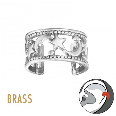 Moon And Star - Brass Ear Cuffs & Ear Pins A4S50792