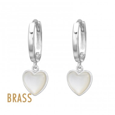 Dangling Heart - Brass Huggie Hoops A4S50748