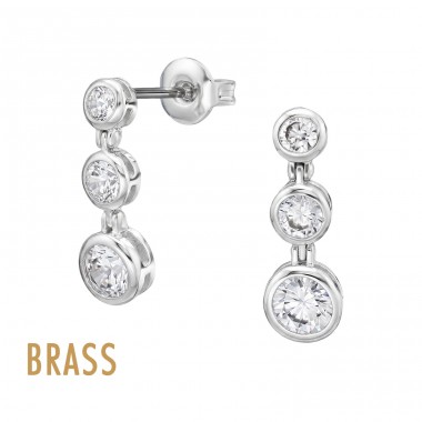 Dangling Round Three Layer Brass - Brass Jeweled Ear Studs A4S50881