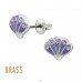 Shell Brass with Crystals - Brass Kids Ear Studs & Earrings A4S50726