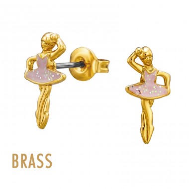 Balerina aurie - Alamă Kids Ear Studs & Earrings A4S50729