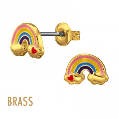 Curcubeu auriu - Alamă Kids Ear Studs & Earrings A4S50733