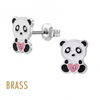 Panda cu cristale - Alamă Kids Ear Studs & Earrings A4S50734