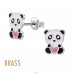 Panda cu cristale - Alamă Kids Ear Studs & Earrings A4S50734