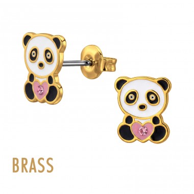 Panda auriu cu cristale - Alamă Kids Ear Studs & Earrings A4S50735