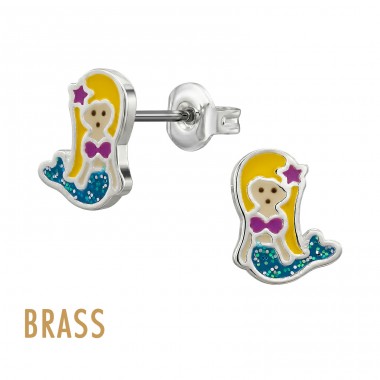 Mermaid Brass - Brass Kids Ear Studs & Earrings A4S50736