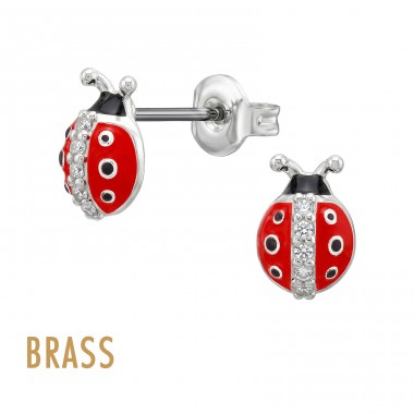 Buburuza cu zirconiu - Alamă Kids Ear Studs & Earrings A4S50740