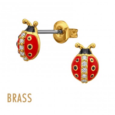 Buburuza aurie cu zirconiu - Alamă Kids Ear Studs & Earrings A4S50741