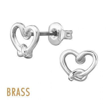 Knotted Heart Brass - Brass Earrings & Studs A4S50806