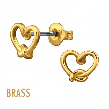 Knotted Heart Brass Gold Plated - Brass Earrings & Studs A4S50807